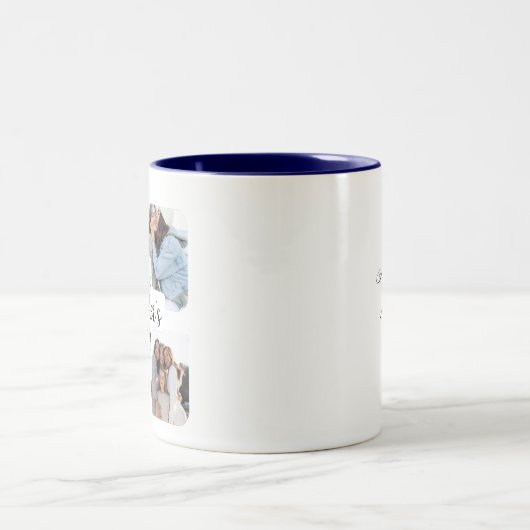 Minimal Happy Moederdag Photo Collage Keepsake Tweekleurige Koffiemok (Center)