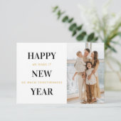 Minimal Happy New Year Foto Kerstfoto Kaarten (Staand voorkant)
