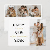 Minimal Happy New Year Foto Kerstfoto Kaarten (Voorkant / Achterkant)