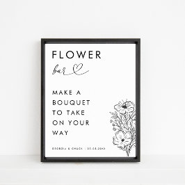 Minimal Hart Script Bloom Bloem Bar Trouwteken Poster