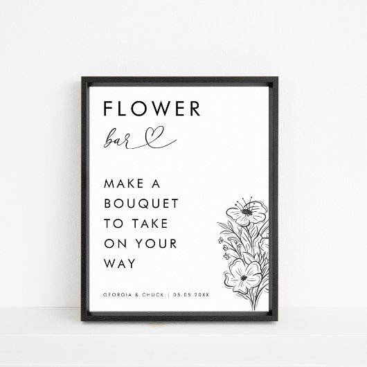 Minimal Hart Script Bloom Bloem Bar Trouwteken Poster