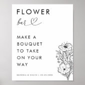 Minimal Hart Script Bloom Bloem Bar Trouwteken Poster (Voorkant)