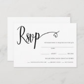 Minimal Hart Script Bruiloft RSVP Kaart (Voorkant / Achterkant)