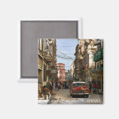 Minimal Havana Cuba  Retro City Magneet (Voorkant / Achterkant)