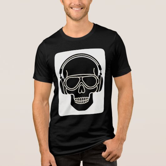 Minimal Headphones Head Silhouette T‑Shirt  Tri-Blend Shirt (Voorkant)