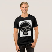 Minimal Headphones Head Silhouette T‑Shirt  Tri-Blend Shirt (Voorkant volledig)
