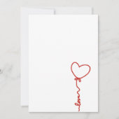 Minimal Heart Balloon Love  Line Art Valentine Feestdagenkaart (Voorkant)