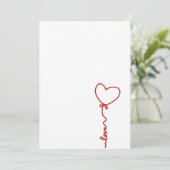 Minimal Heart Balloon Love  Line Art Valentine Feestdagenkaart (Staand voorkant)