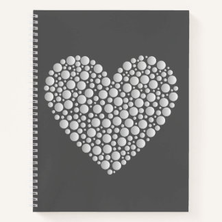 Minimal Heart Circles – White Gradient on Dark  Notitieboek