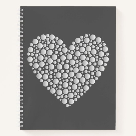 Minimal Heart Circles – White Gradient on Dark Notitieboek (Voorkant)