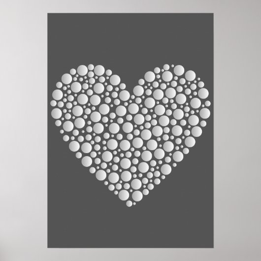 Minimal Heart Circles – White Gradient on Dark  Poster (Voorkant)
