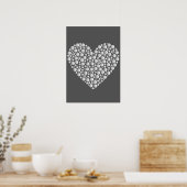 Minimal Heart Circles – White Gradient on Dark  Poster (Keuken)