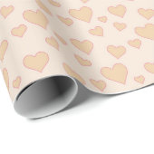 "Minimal Heart Love Wrapping Paper – Beige Aesthet Cadeaupapier (Rol Hoek)