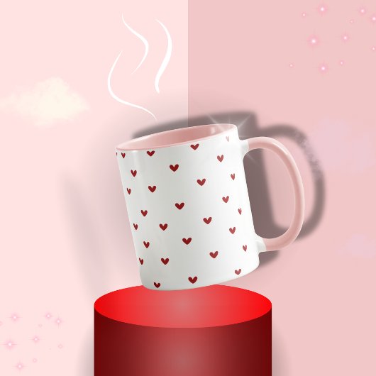 Minimal Heart Pattern Mug | Soft Pink Giftable Cup Mok