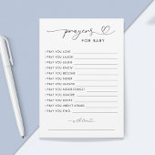 Minimal Heart Script Prayers voor Baby Baby shower Advieskaart