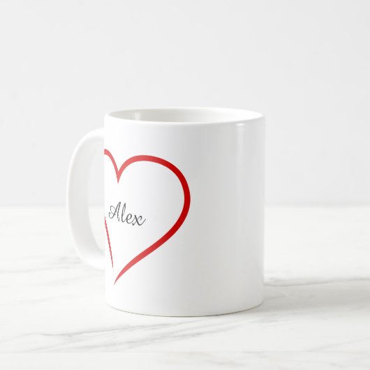 Minimal Heart with Custom Name – Personalized  Koffiemok (Voorkant links)