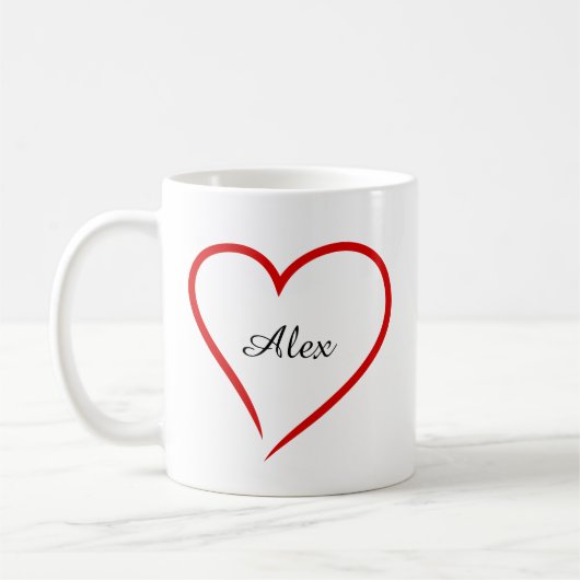 Minimal Heart with Custom Name – Personalized Koffiemok (Links)