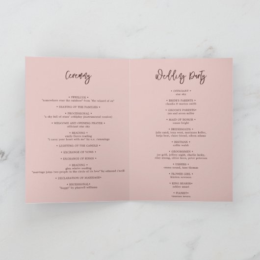 Minimal Hearts Entwined Trouwceremonie Kaart (Binnen)