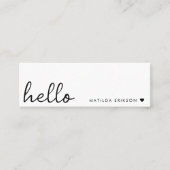 Minimal Hello | Modern Heart Clean Simple White Mini Visitekaartje (Voorkant)