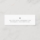 Minimal Hello | Modern Heart Clean Simple White Mini Visitekaartje (Achterkant)