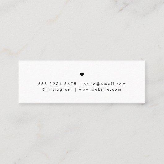 Minimal Hello | Modern Heart Clean Simple White Mini Visitekaartje (Achterkant)