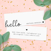 Minimal Hello | Modern Heart Clean Simple White Mini Visitekaartje