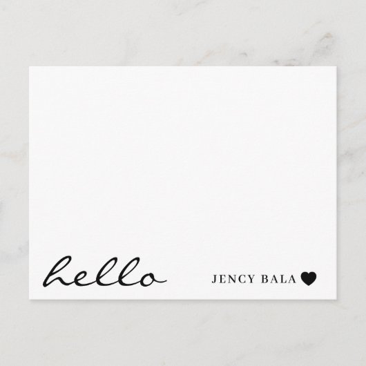 Minimal Hello Modern Heart Design Briefkaart (Voorkant)