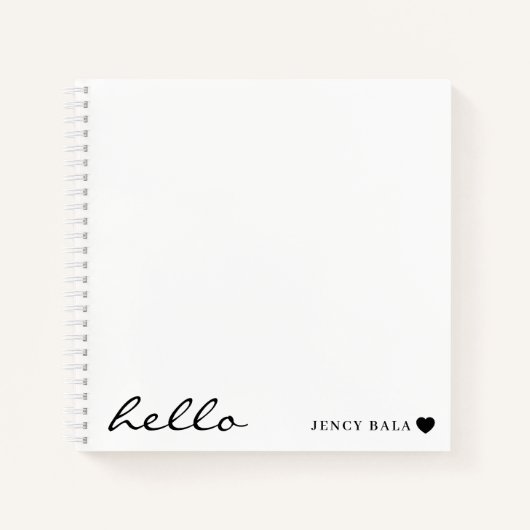 Minimal Hello Modern Heart Design Notitieboek (Voorkant)