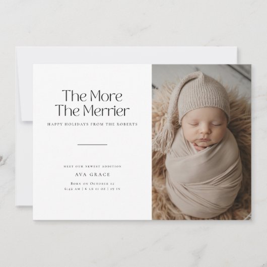 Minimal Hoe meer de vrolijkere kerst Baby geboorte Aankondiging (Voorkant)