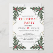 Minimal Holiday Greenery Party Invitation Kaart (Voorkant)