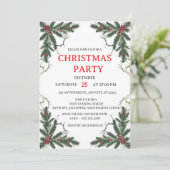 Minimal Holiday Greenery Party Invitation Kaart (Staand voorkant)