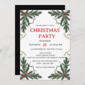 Minimal Holiday Greenery Party Invitation Kaart (Voorkant / Achterkant)