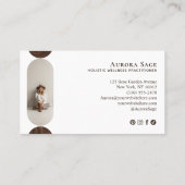 Minimal Holistic Celestial Moon Photo Woodgrain Visitekaartje (Achterkant)