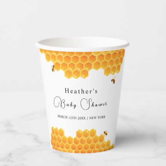 Minimal Honey Bumblebee Boy Baby shower Papieren Bekers (Voorkant)