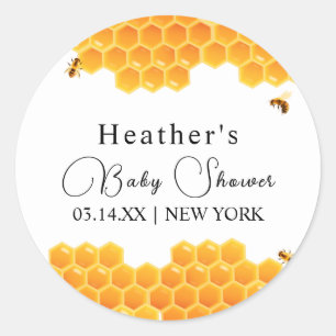 Minimal Honey Bumblebee Boy Baby shower Ronde Sticker