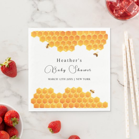 Minimal Honey Bumblebee Boy Baby shower Servet (Insitu)