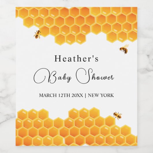 Minimal Honey Bumblebee Boy Baby shower Wijn Etiket (Enkel label)