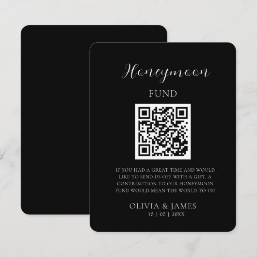 Minimal Honeymoon Fund Request QR Code Card Informatiekaartje (Voorkant / Achterkant)