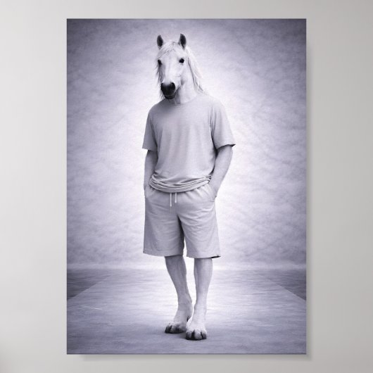Minimal Horse in Casual Modern Outfit Poster (Voorkant)