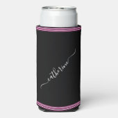 Minimal Hot Pink Black White Cursive Script Name Seltzer Blikjeskoeler (Seltzer Achterkant)