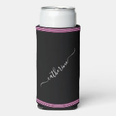 Minimal Hot Pink Black White Cursive Script Name Seltzer Blikjeskoeler (Seltzer Voorkant)
