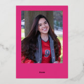 Minimal Hot Pink & White Afstuderen Aankondiging (Achterkant)