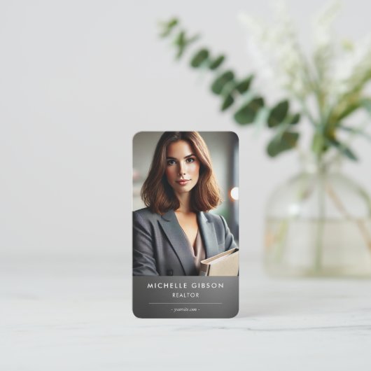 Minimal Hypotheek Makelaar Realtor Grijs Visitekaa Contactkaartje (Staand voorkant)