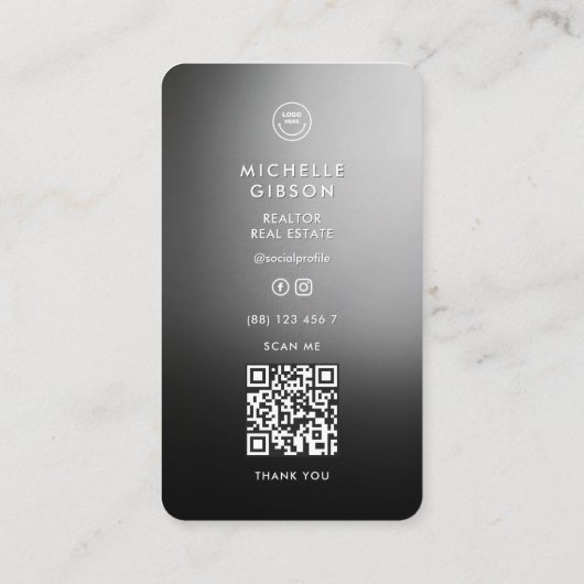 Minimal Hypotheek Makelaar Realtor Grijs Visitekaa Contactkaartje (Achterkant)