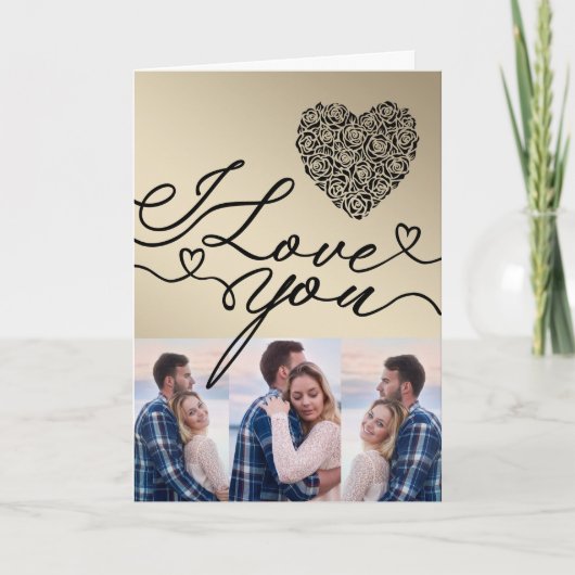 Minimal I Love You  Rose Heart Photo Kaart (Voorkant)