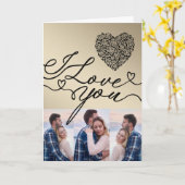Minimal I Love You  Rose Heart Photo Kaart (Gele Bloem)