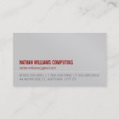 MINIMAL initiaal eenvoudig modern cool rood zilver Visitekaartje (Achterkant)