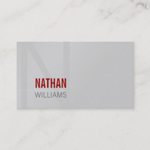 MINIMAL initiaal eenvoudig modern cool rood zilver Visitekaartje