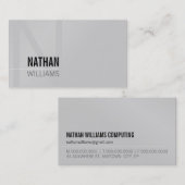 MINIMAL initiaal eenvoudig modern stoer zwart grij Visitekaartje (Voorkant / Achterkant)