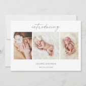 Minimal Introducing Baby Photo Announcement Card Kaart (Voorkant)